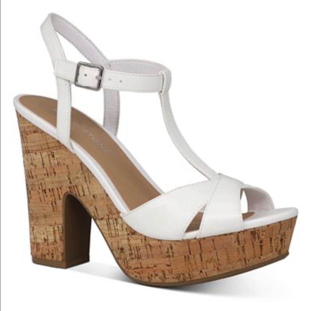 Brand new white cork platform sandals size 8.5